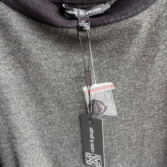 Cable & Gauge Gray & Black 3/4 Sleeve Pullover Sweater Women's Size M. - Picture 2 of 6